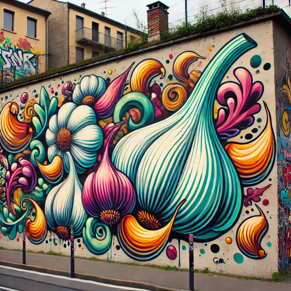 fascinating garlic-inspired graffiti art
