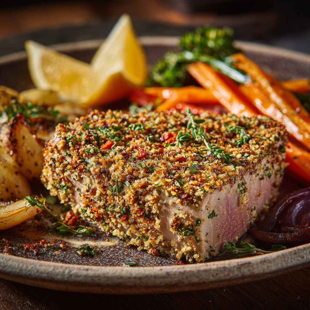 Garlic & Herb-Crusted Tuna Steak Recipe