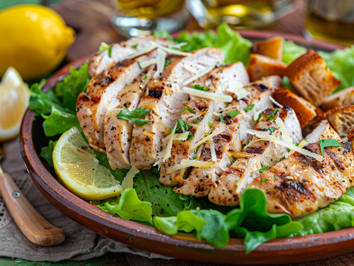 Garlic & Herb Grilled Chicken Caesar Salad Recipe