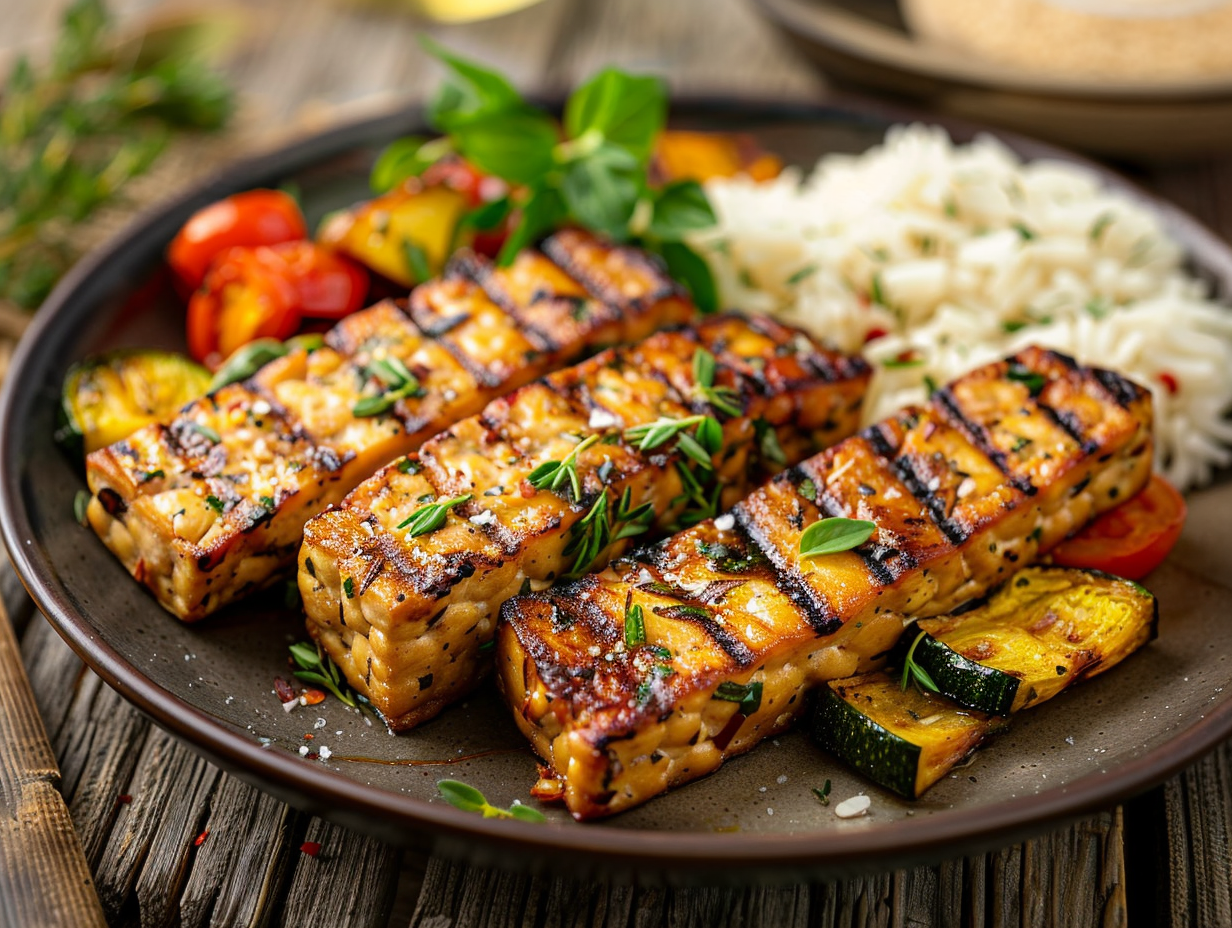 Garlic & Herb Grilled Tempeh Recipe