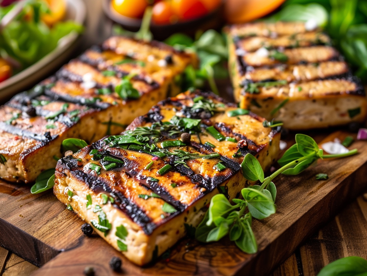 Garlic & Herb Marinated Grilled Tofu Steaks Recipe