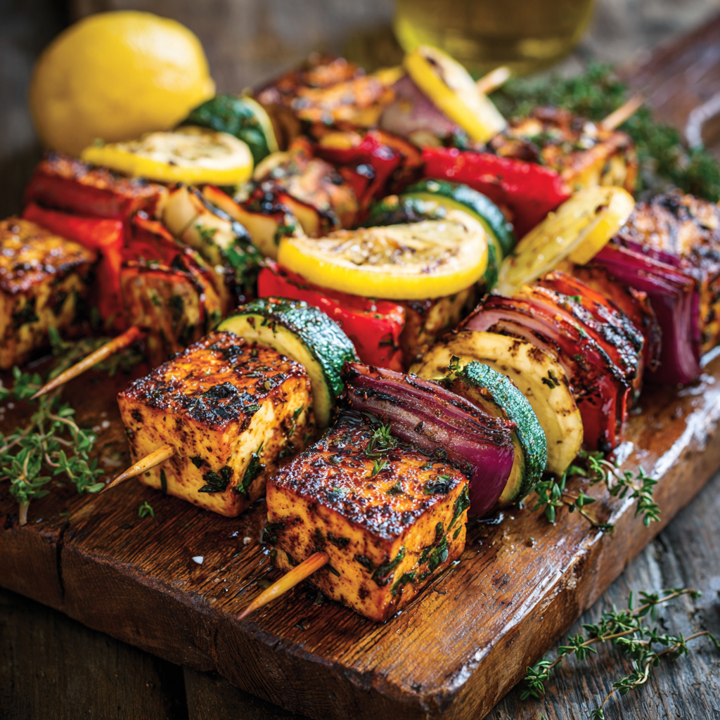 Garlic & Herb Marinated Tofu Skewers Recipe