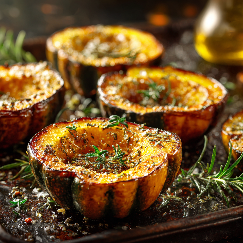 Garlic & Herb Roasted Acorn Squash Recipe