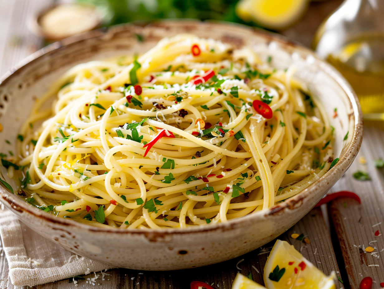 Spaghetti with Garlic & Olive Oil (Aglio e Olio) Recipe
