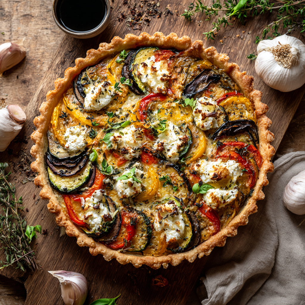 Garlic & Herb Baked Ratatouille Tart with Goat Cheese Recipe