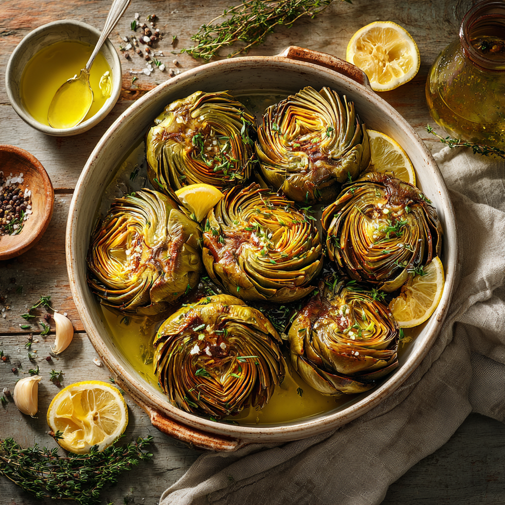 Garlic & Herb Roasted Artichokes with Parmesan Recipe