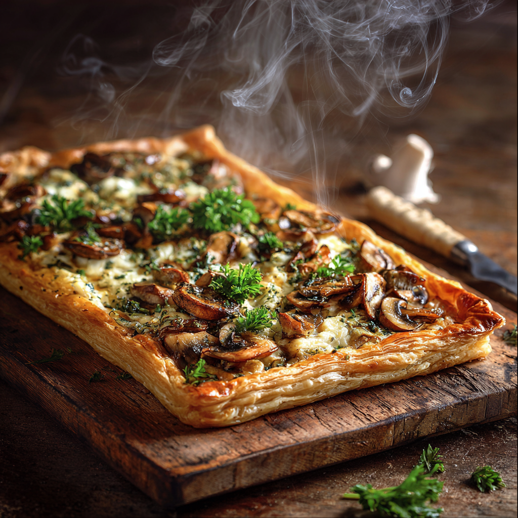 Garlic and Herb Baked Mushroom and Fontina Tart Recipe