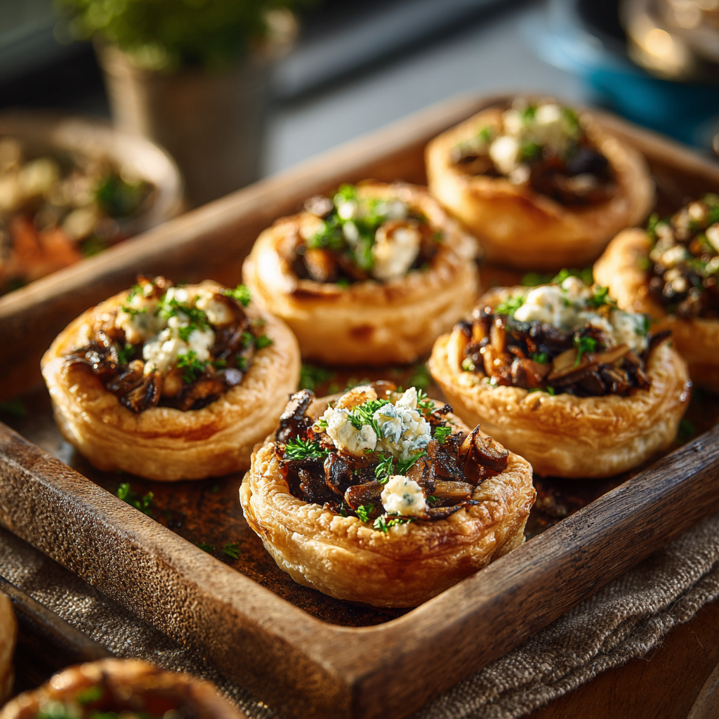 Garlic and Herb Baked Portobello Mushroom and Goat Cheese Tartlets Recipe