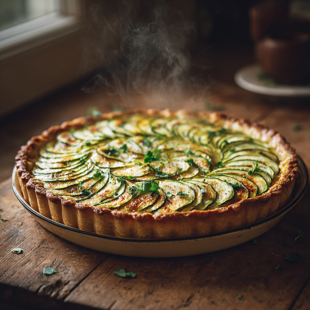 Garlic and Herb Baked Zucchini and Ricotta Tart Recipe