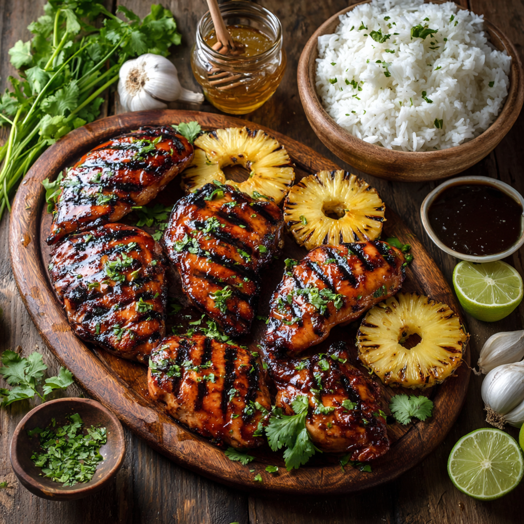 Garlic and Herb Grilled Hawaiian Teriyaki Chicken