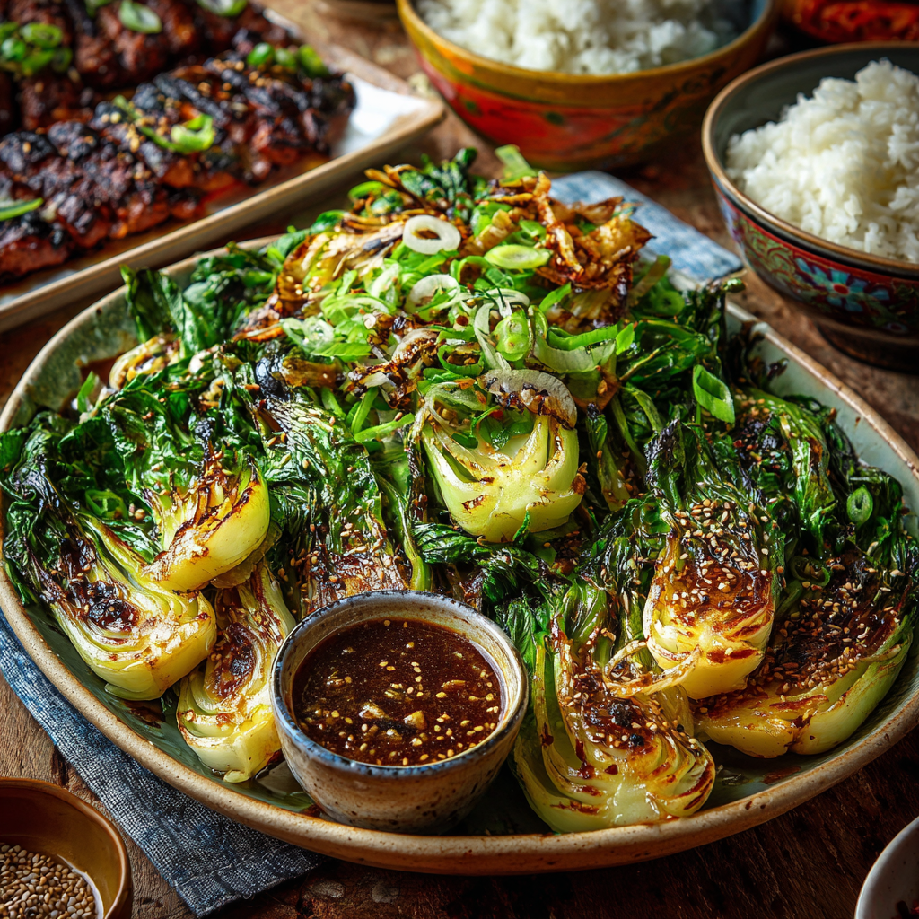Garlic and Herb Roasted Baby Bok Choy with Sesame Soy Sauce