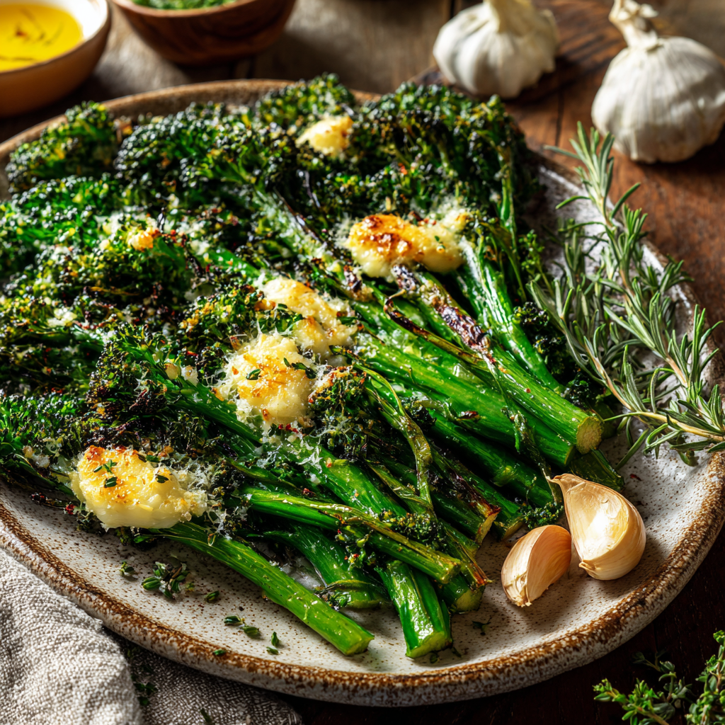 Garlic and Herb Roasted Broccolini with Parmesan