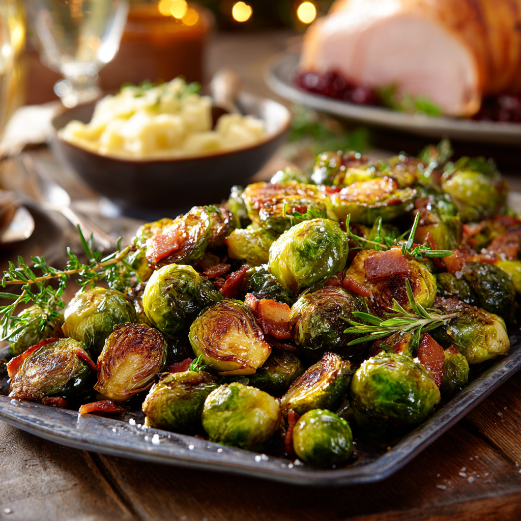 Garlic & Herb Roasted Brussels Sprouts with Bacon Recipe
