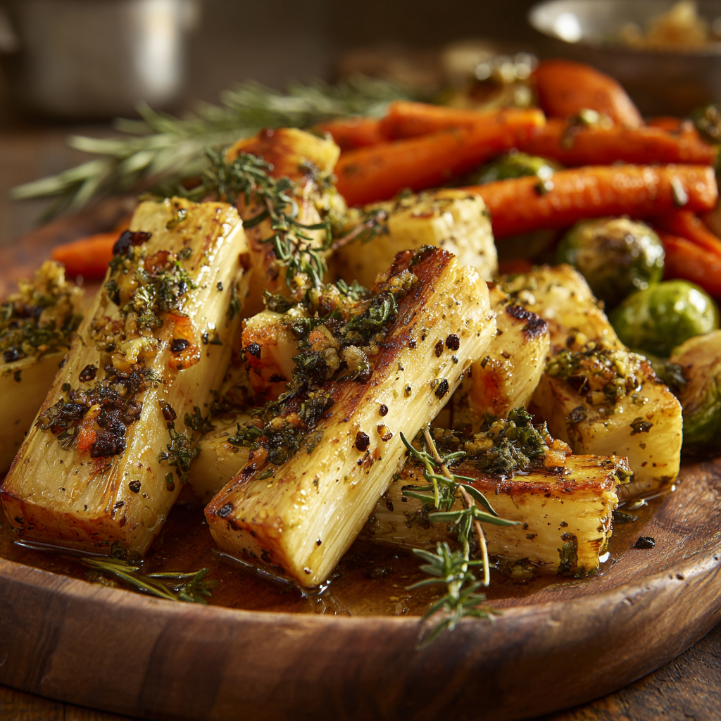 Garlic and Herb Roasted Parsley Root