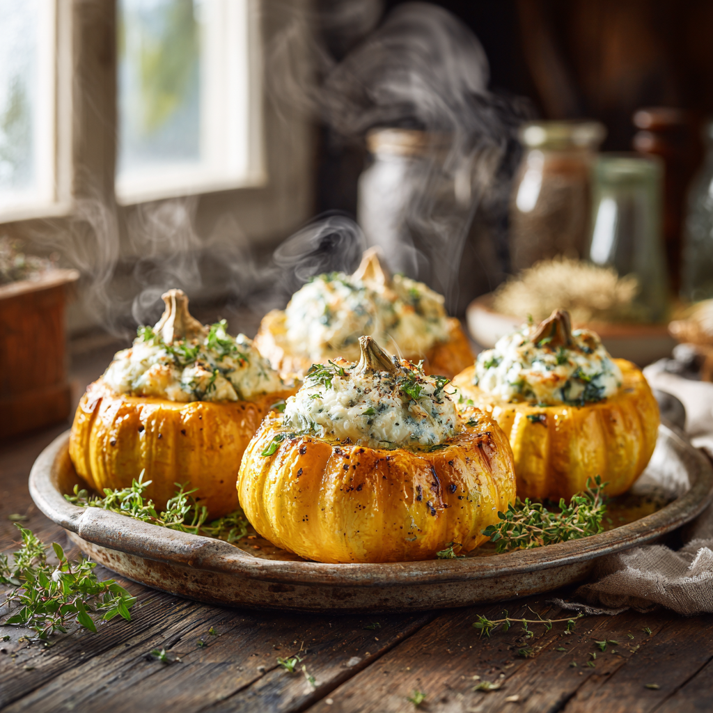 Garlic and Herb Roasted Pattypan Squash with Herbed Ricotta Recipe