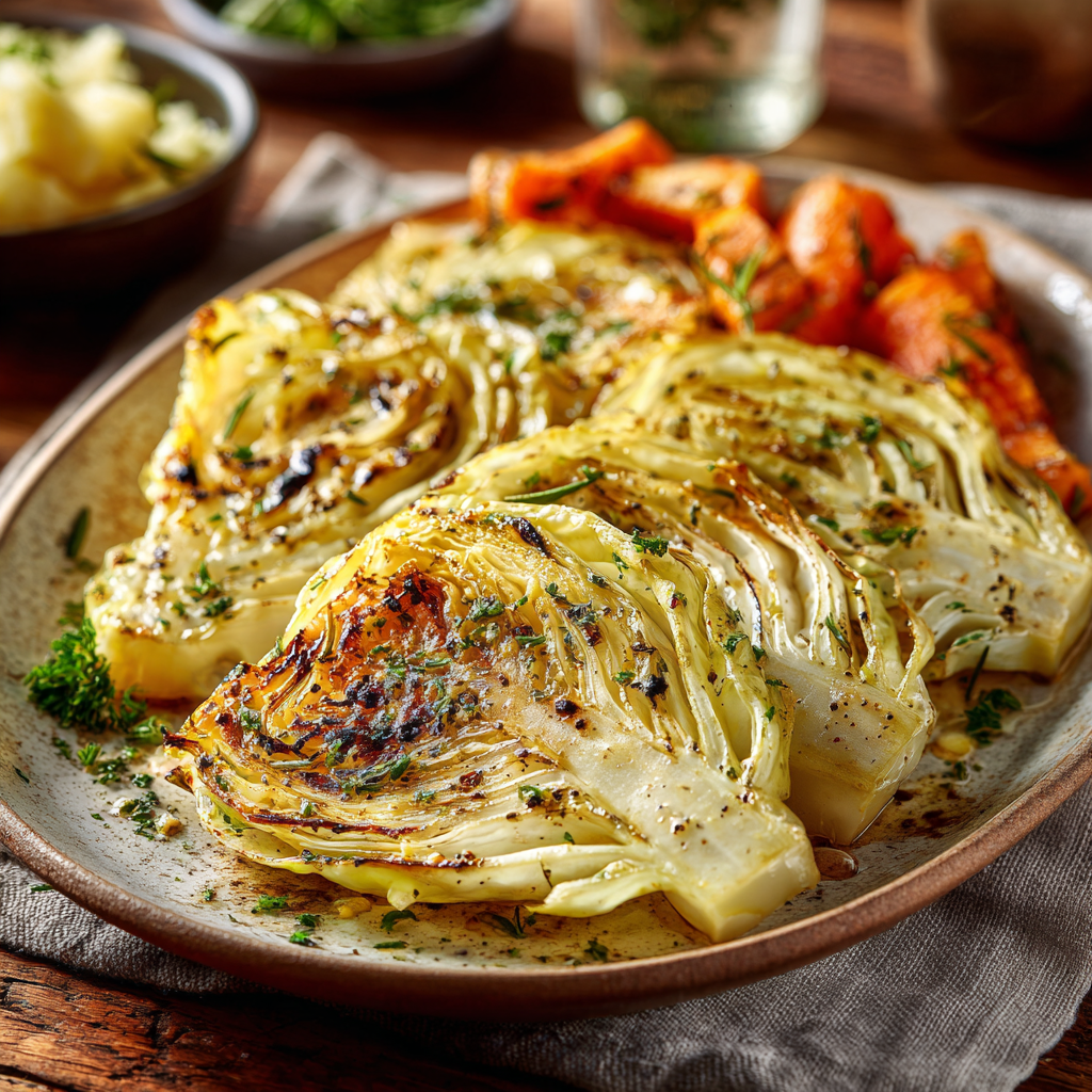 Garlic & Herb Roasted Cabbage Recipe